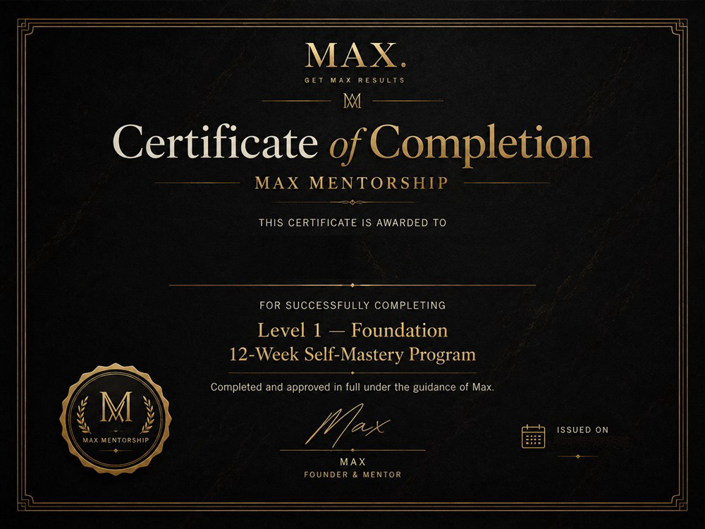 Max Mentorship certificate of completion